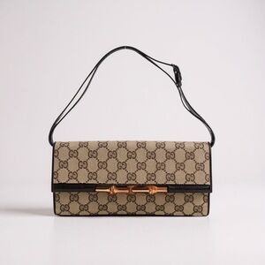 Gucci GG Canvas Bamboo Bar Clutch – Mini Shoulder Bag